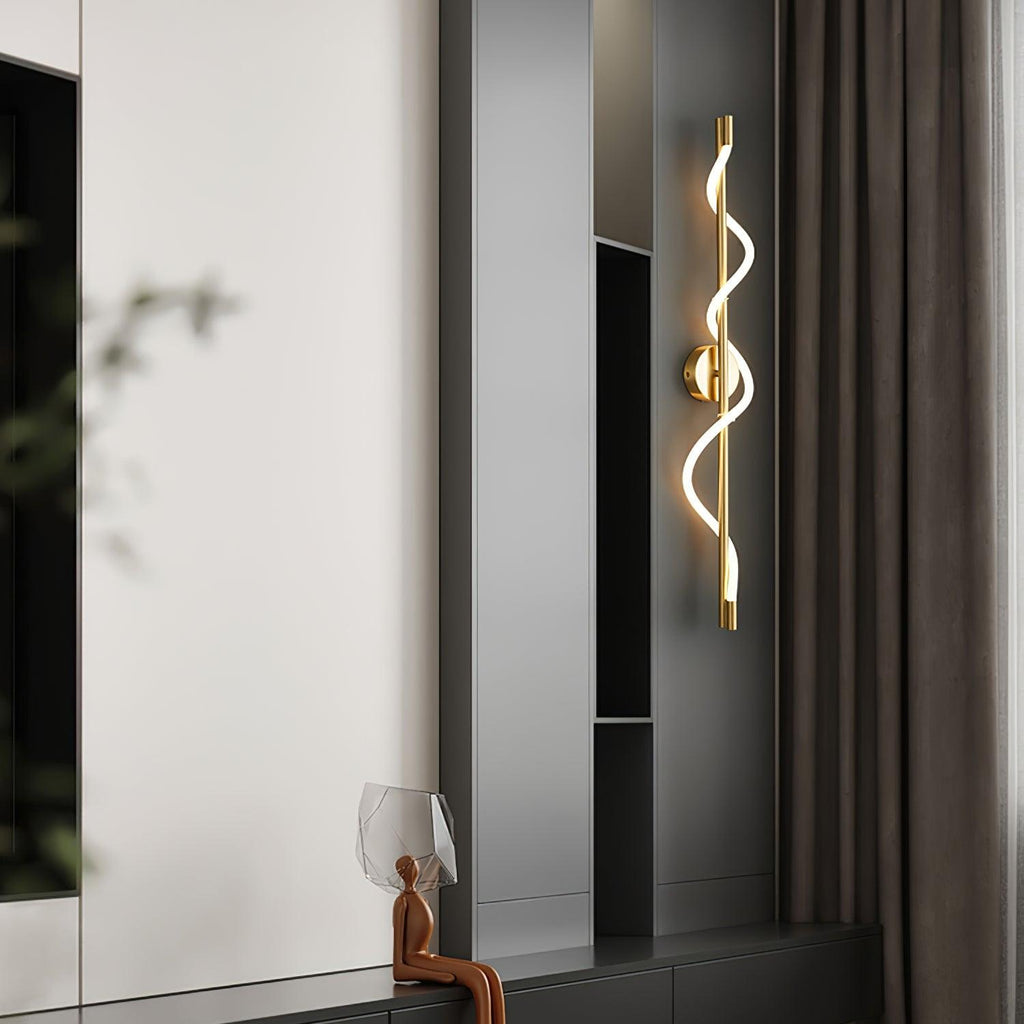 Flexible Linear Curve Wall Lamp — Helical Shape, Warm Diffused Light