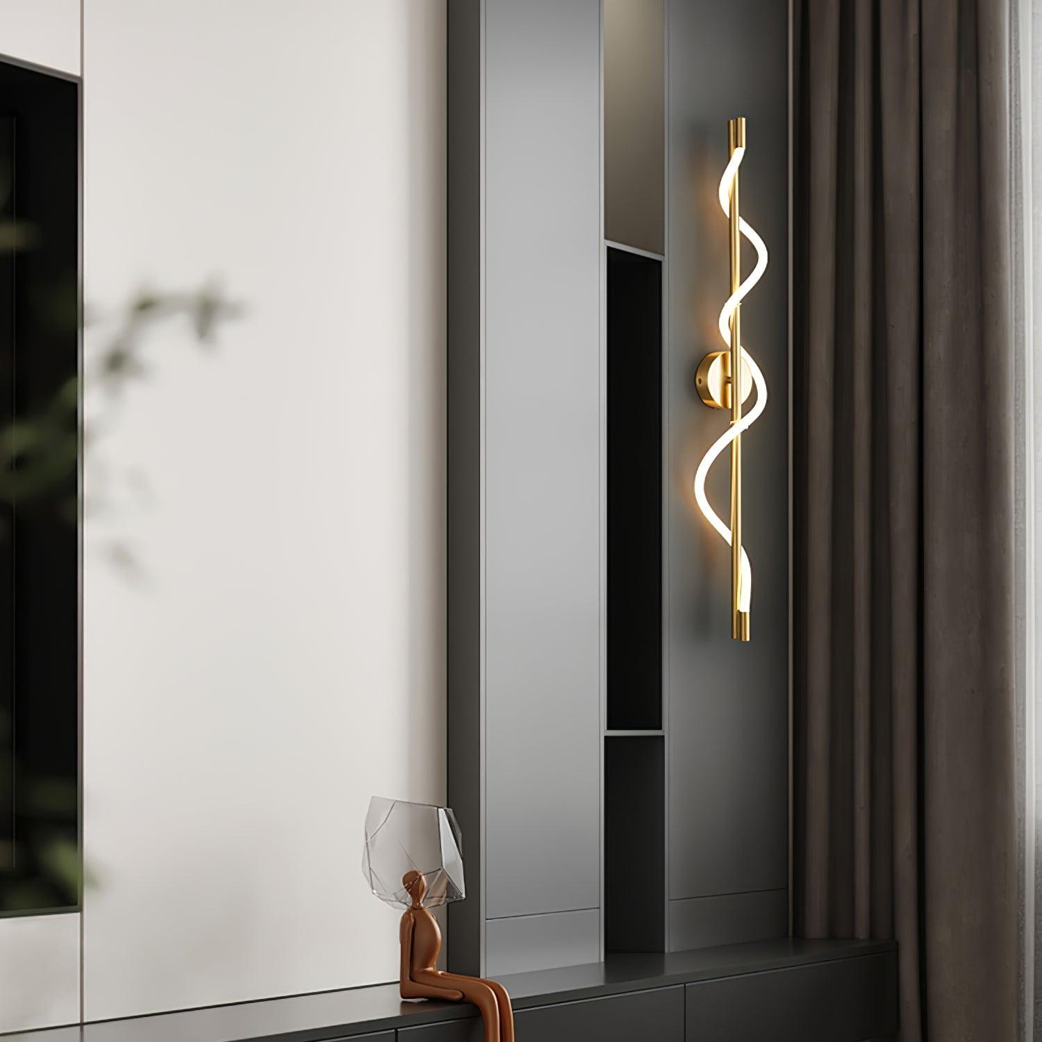 Flexible Linear Curve Wall Lamp — Helical Shape, Warm Diffused Light
