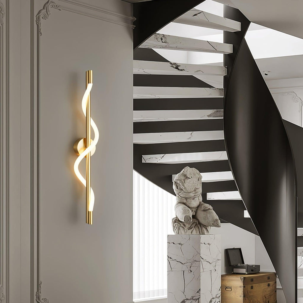Flexible Linear Curve Wall Lamp — Helical Shape, Warm Diffused Light