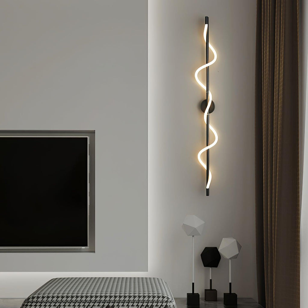 Flexible Linear Curve Wall Lamp — Helical Shape, Warm Diffused Light