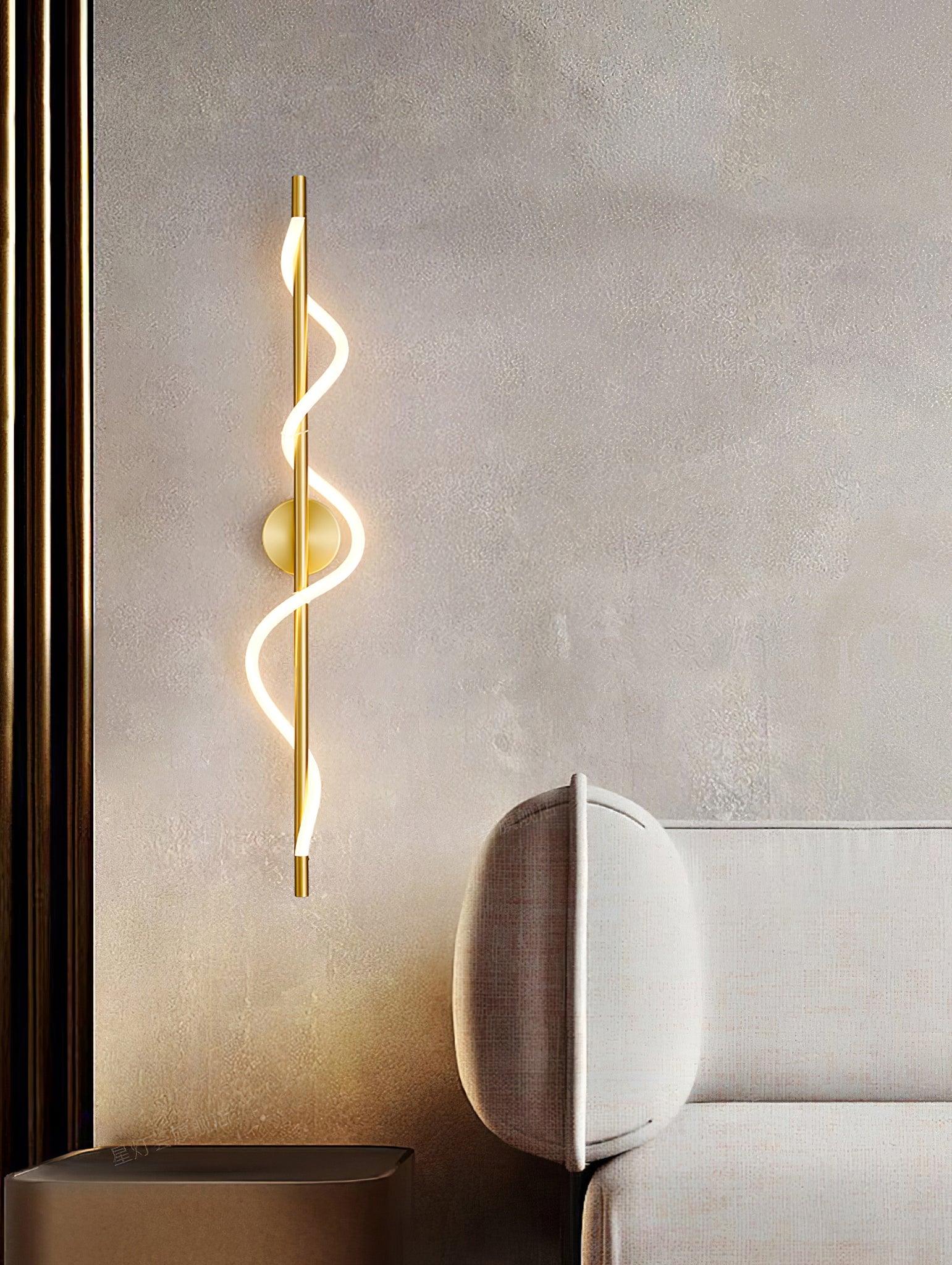 Flexible Linear Curve Wall Lamp — Helical Shape, Warm Diffused Light