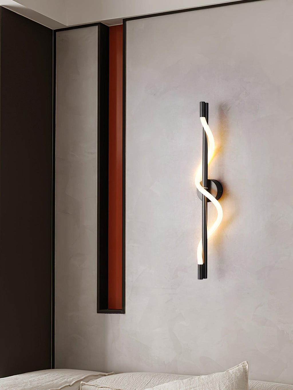 Flexible Linear Curve Wall Lamp — Helical Shape, Warm Diffused Light