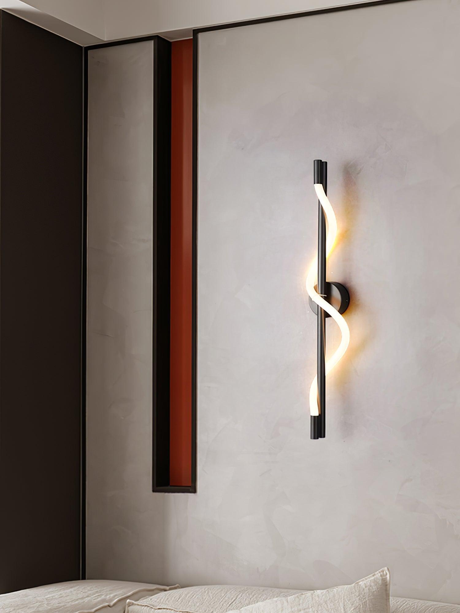 Flexible Linear Curve Wall Lamp — Helical Shape, Warm Diffused Light
