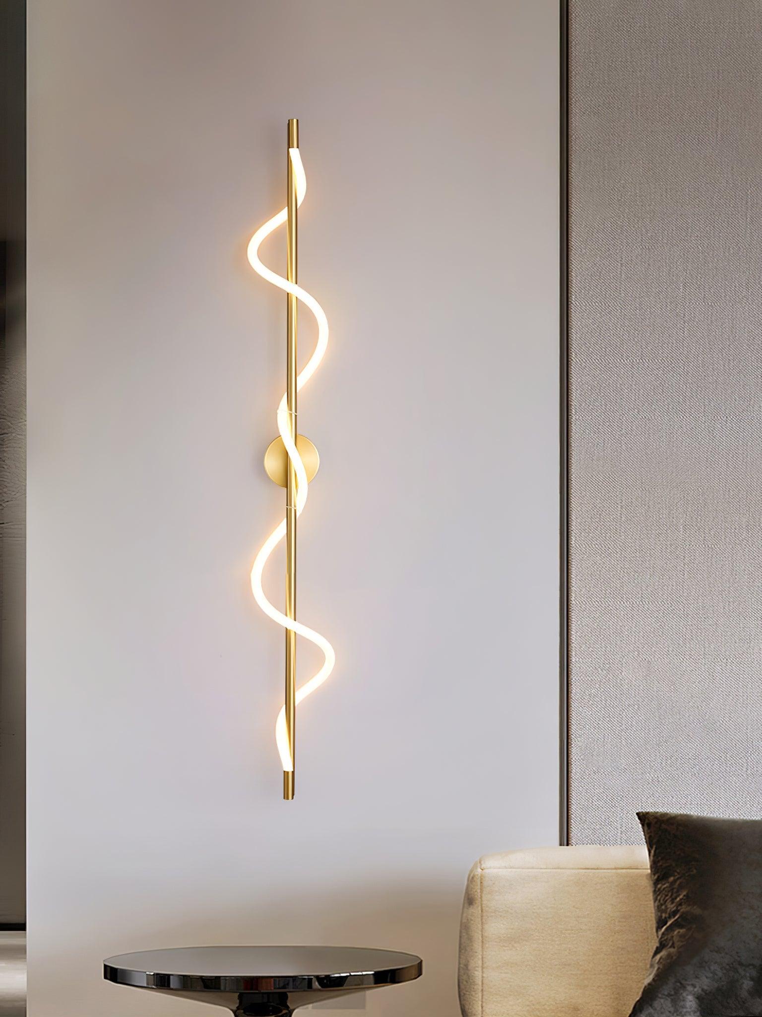 Flexible Linear Curve Wall Lamp — Helical Shape, Warm Diffused Light