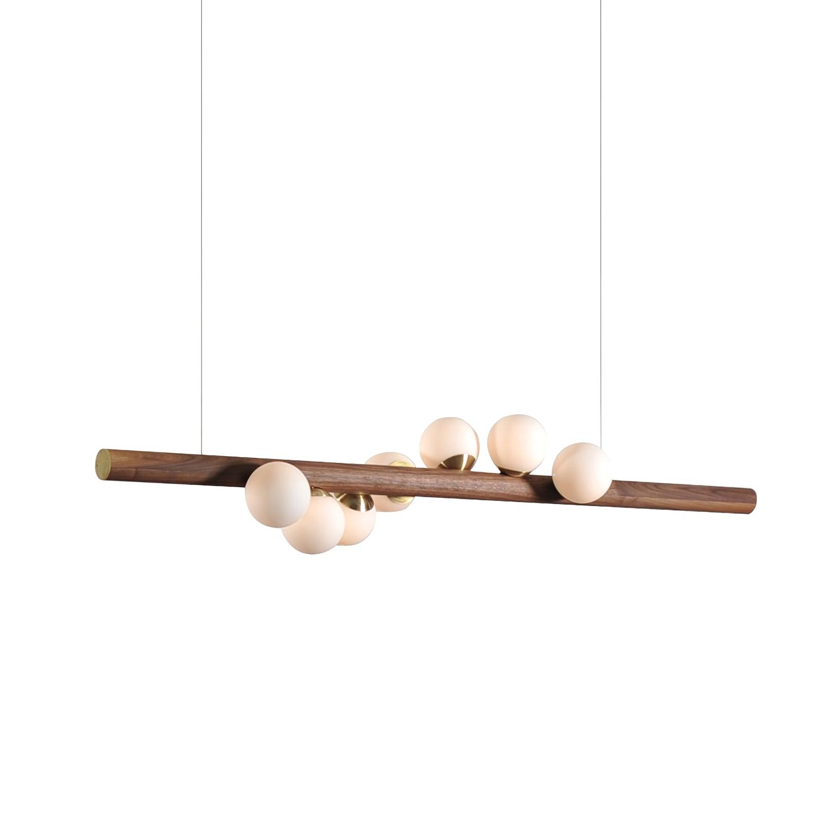 Contemporary Scandinavian Wooden Pendant Light — Linear Staggered Globes
