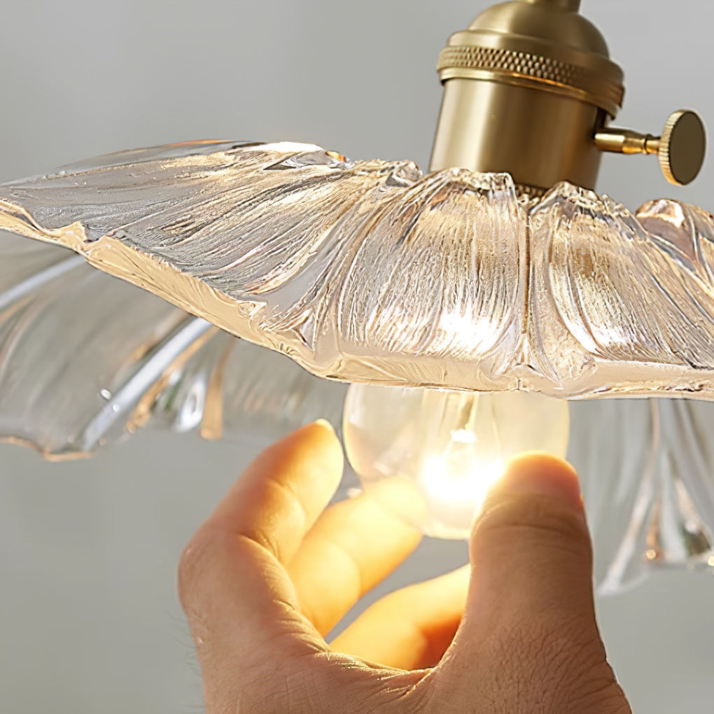 Lámpara colgante de vidrio con forma de flor Calia - luminaria de techo vintage