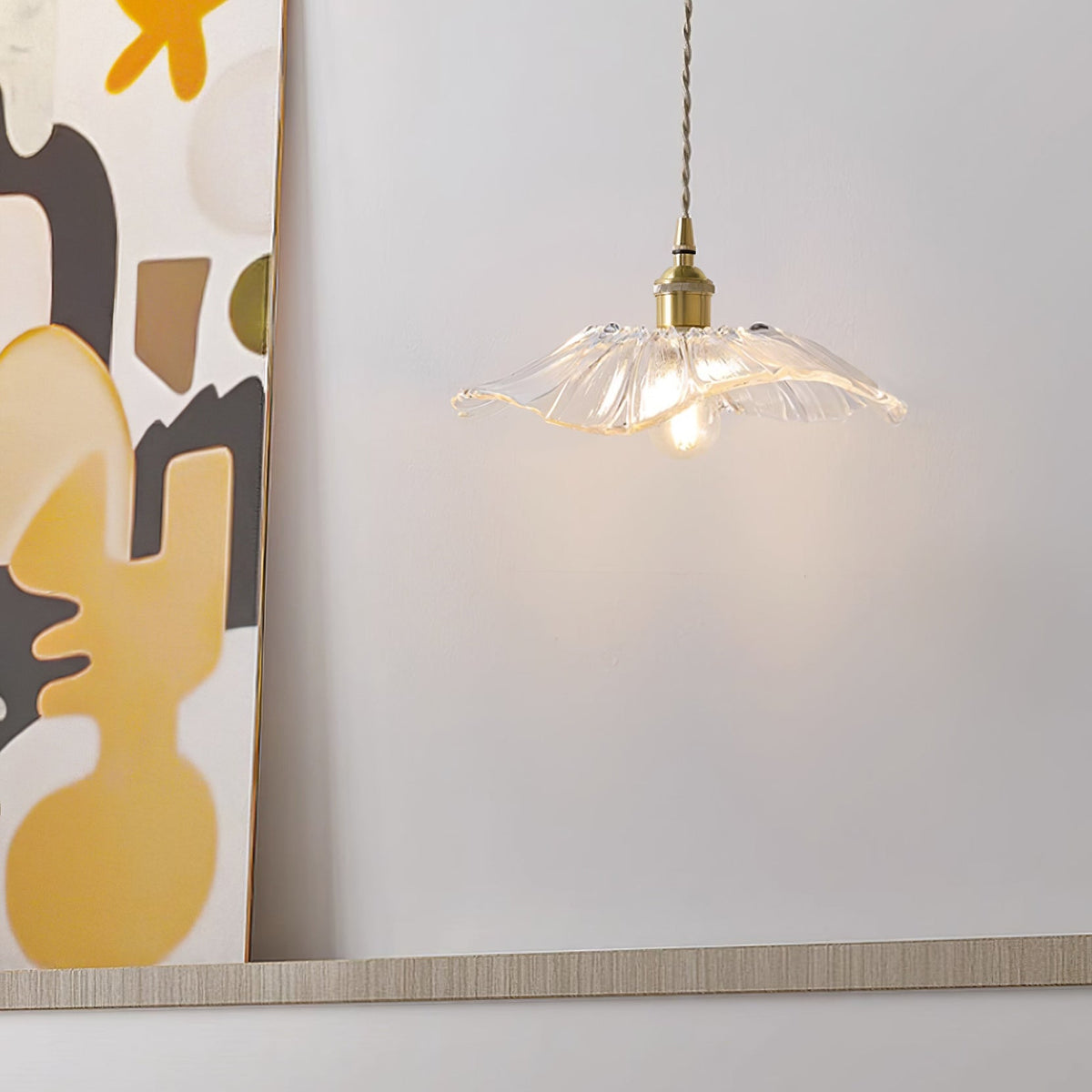 Lámpara colgante de vidrio con forma de flor Calia - luminaria de techo vintage