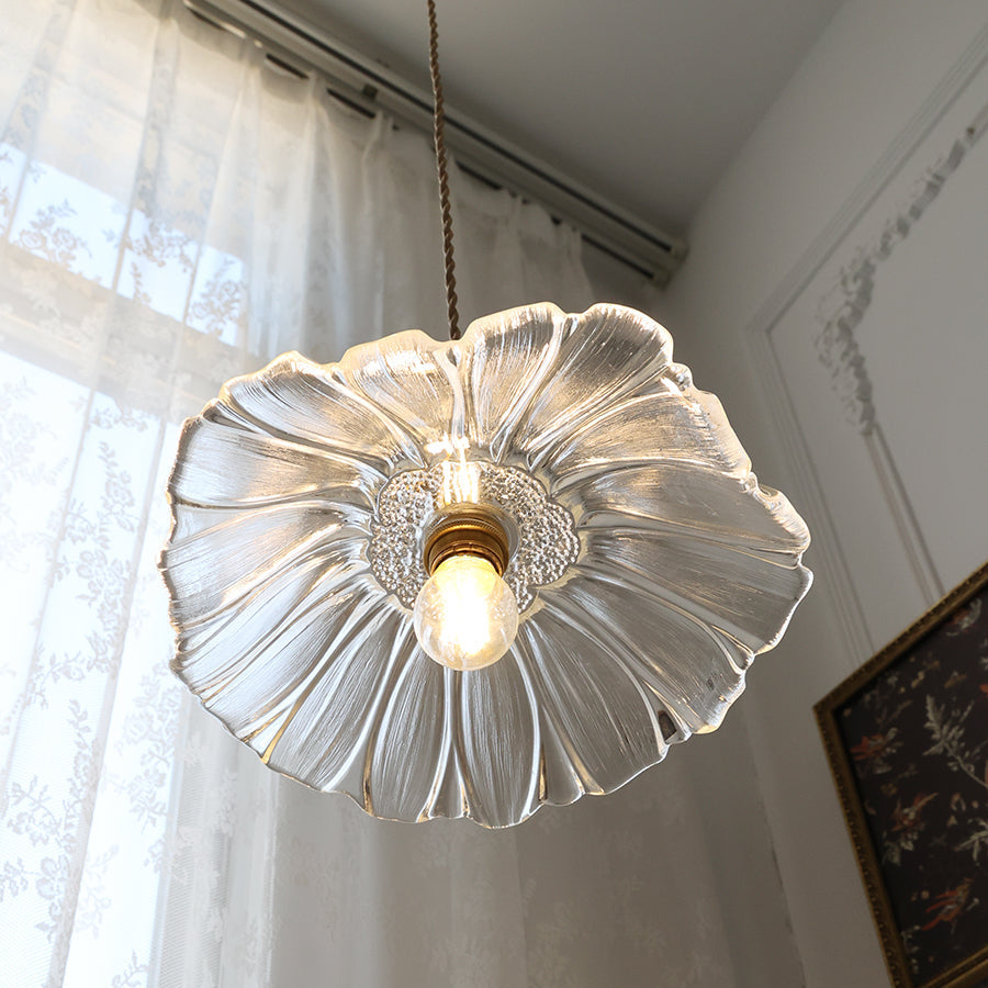 Lámpara colgante de vidrio con forma de flor Calia - luminaria de techo vintage