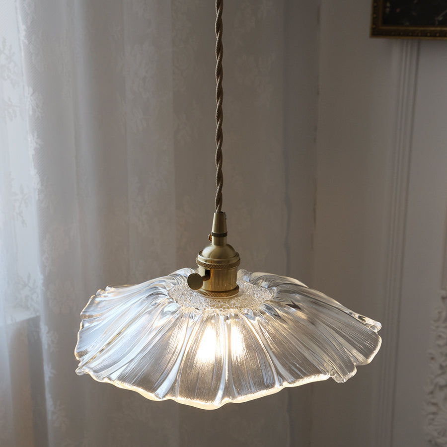 Lámpara colgante de vidrio con forma de flor Calia - luminaria de techo vintage
