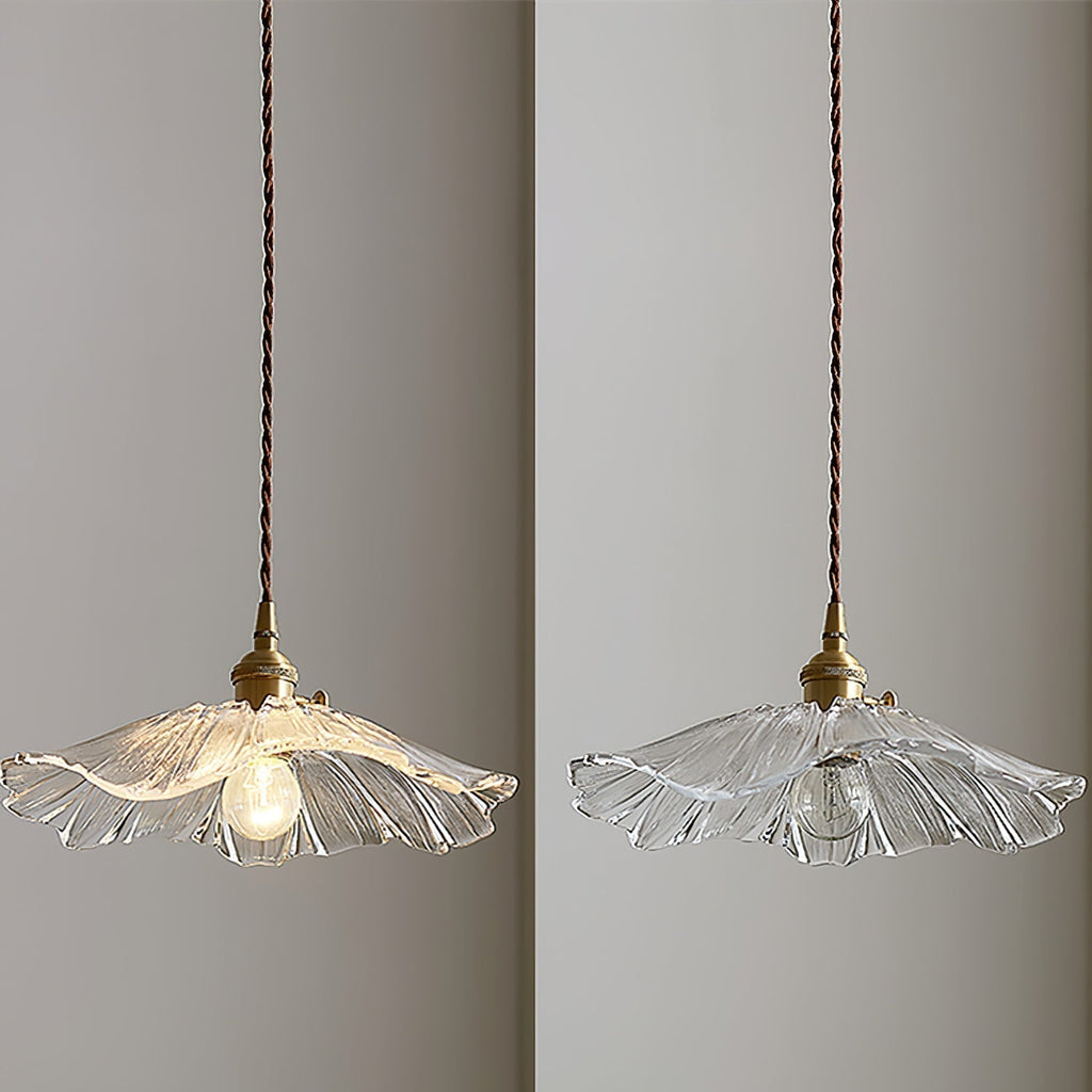 Lámpara colgante de vidrio con forma de flor Calia - luminaria de techo vintage