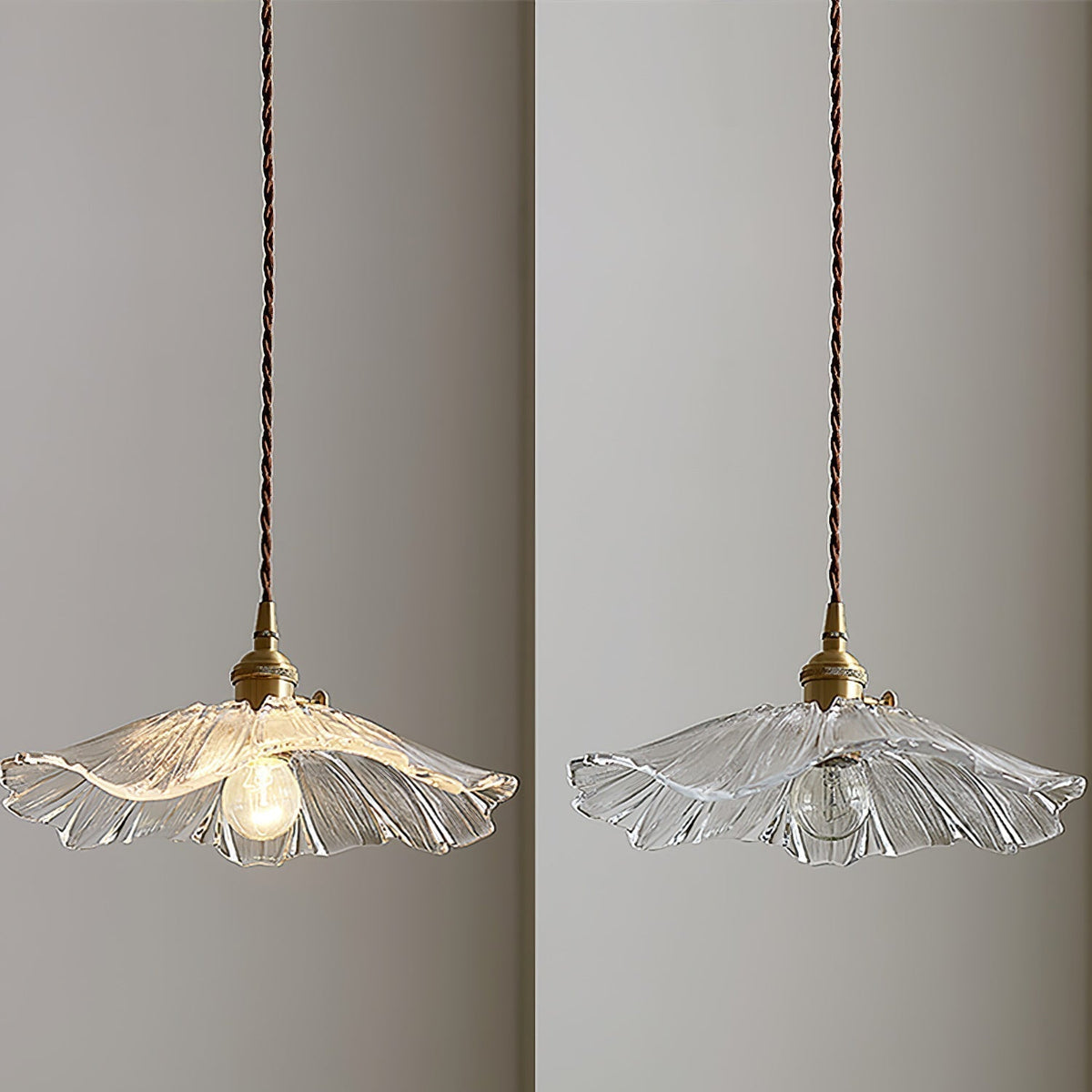 Lámpara colgante de vidrio con forma de flor Calia - luminaria de techo vintage