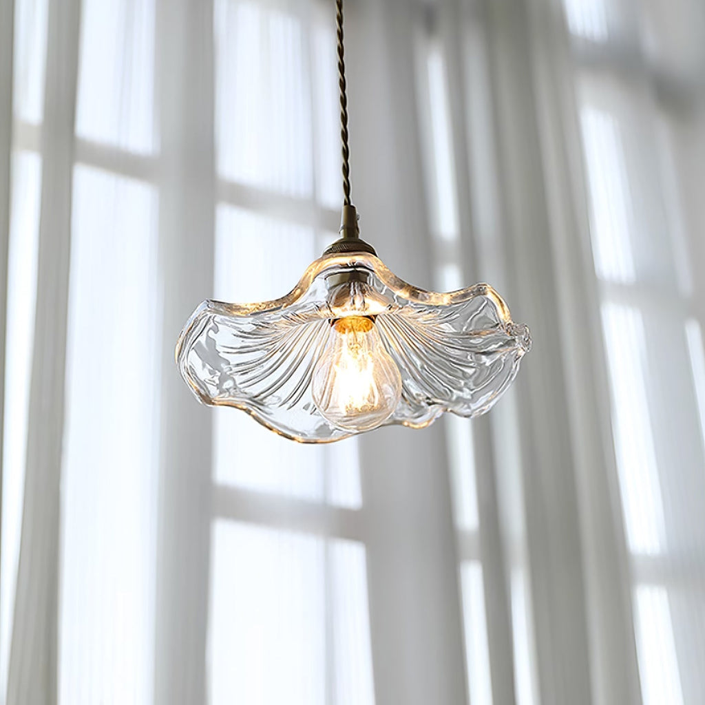 Lámpara colgante de vidrio con forma de flor Calia - luminaria de techo vintage