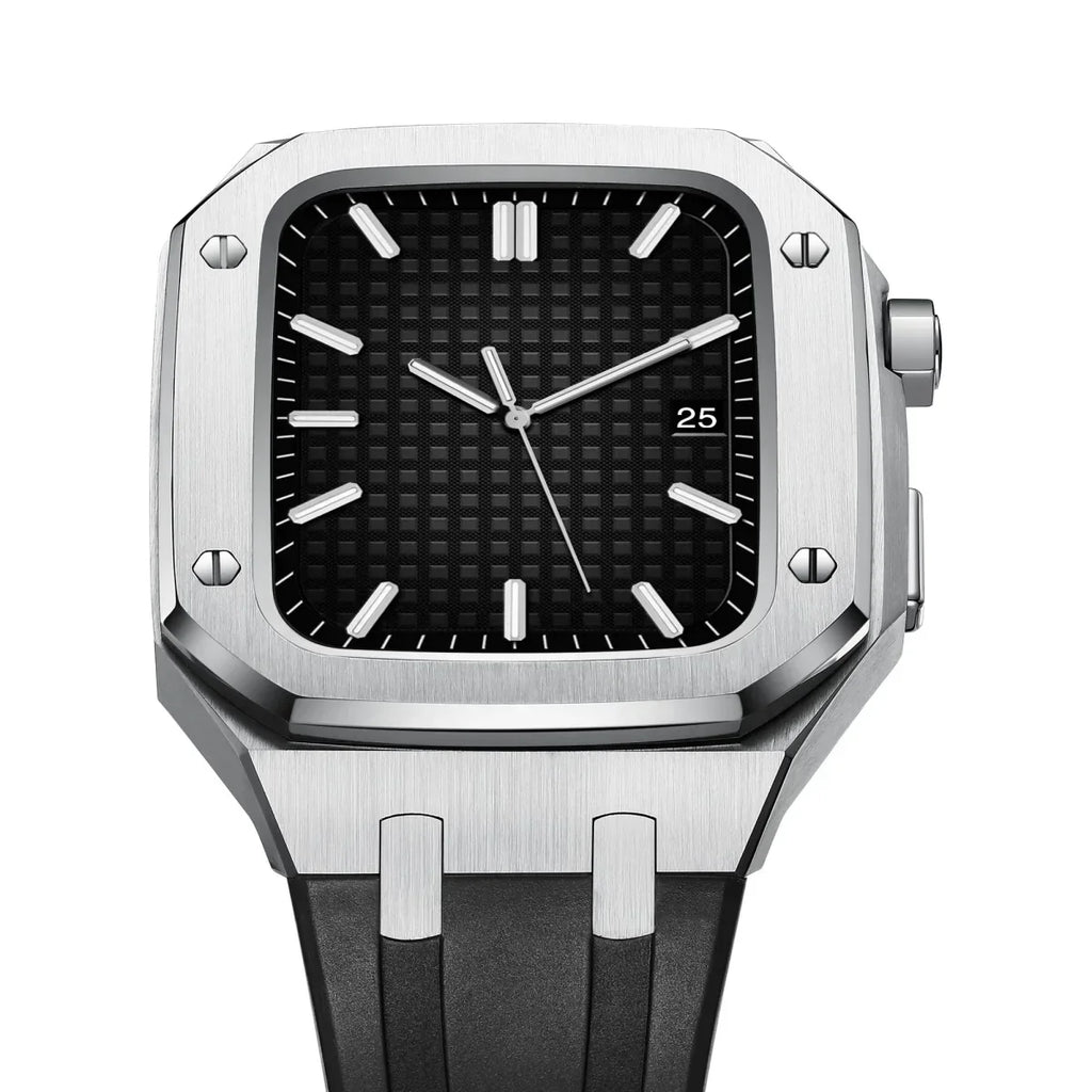 AP9009 silikonový řemínek s pouzdrem z nerezové oceli 316L pro Apple Watch
