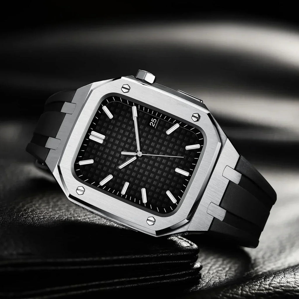 AP9009 silikonový řemínek s pouzdrem z nerezové oceli 316L pro Apple Watch