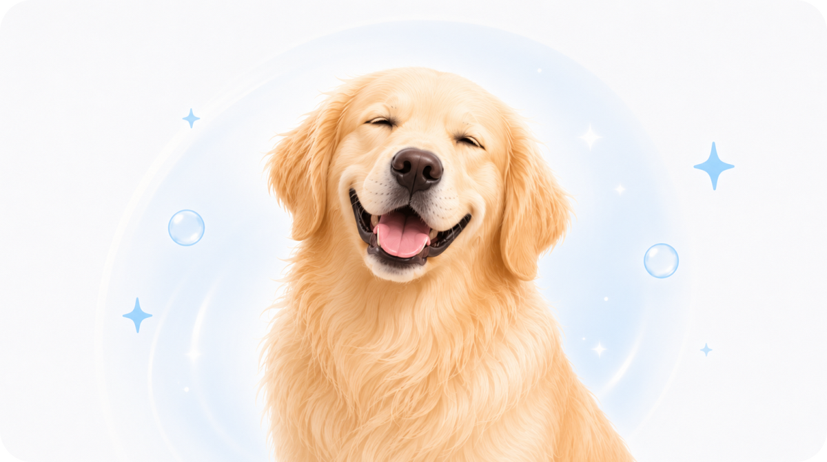 Happy golden retriever with a shiny coat