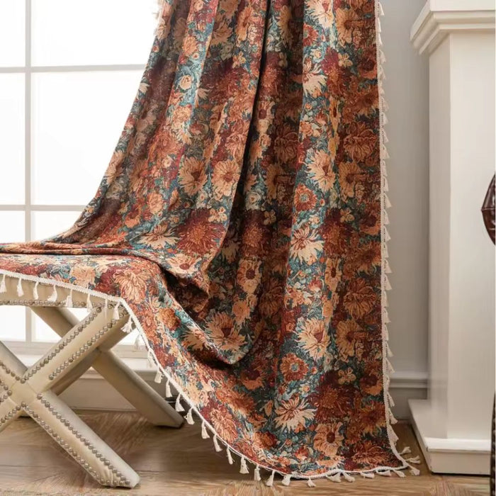 Fransk vintage blomstret gobelinvinduesgardinpanel