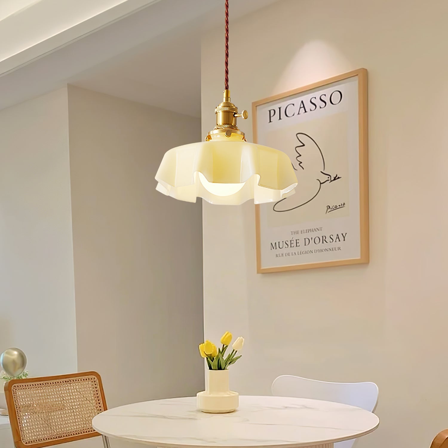 Fransk blomstertaklampa – radiell kronbladsformad kupol, Ø 25 cm