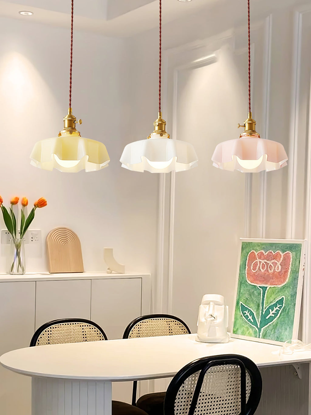 Fransk blomstertaklampa – radiell kronbladsformad kupol, Ø 25 cm