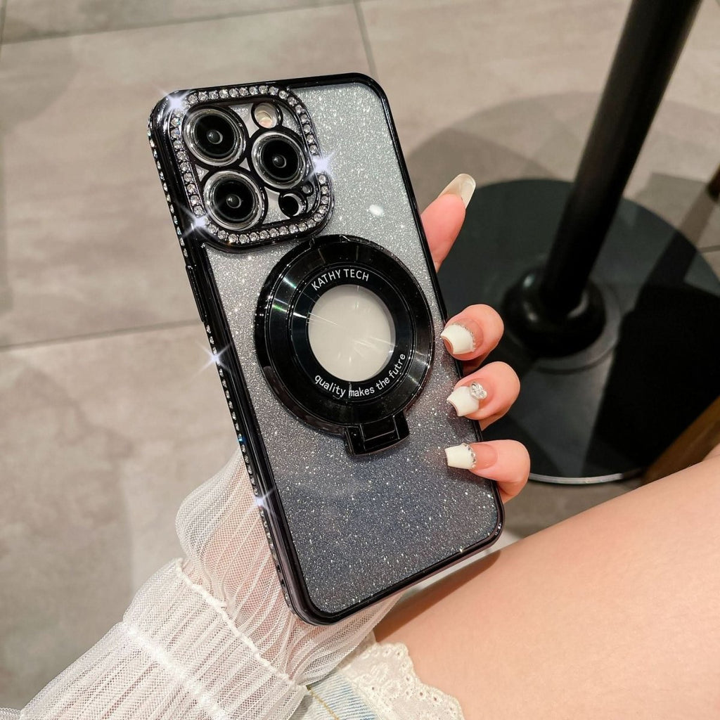 Třpytivý držák na telefon NovaHalo MagSafe pro iPhone s otočným kroužkem o 360° a bezpečným úchopem
