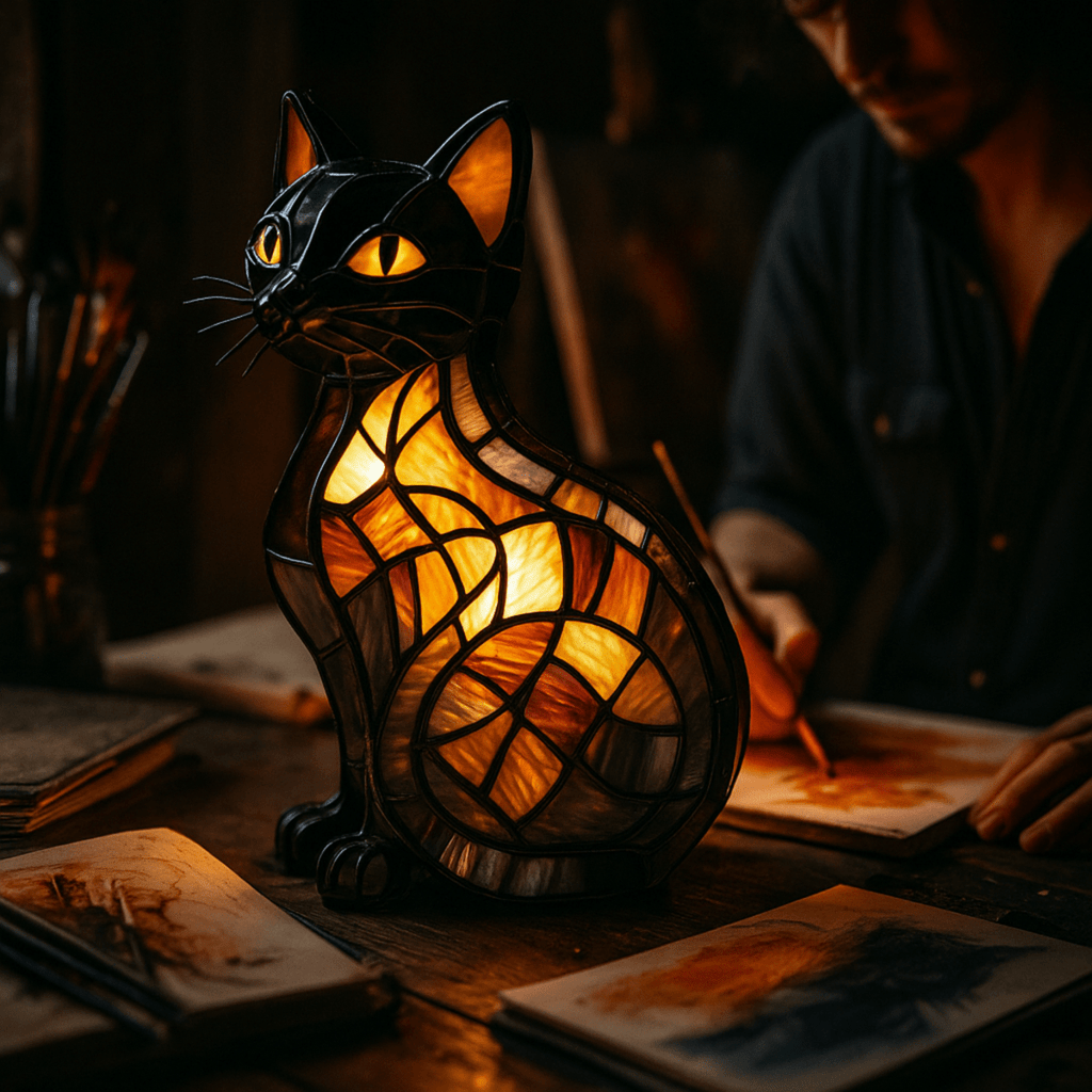 Playful LED cat night lamp with gentle ambient glow