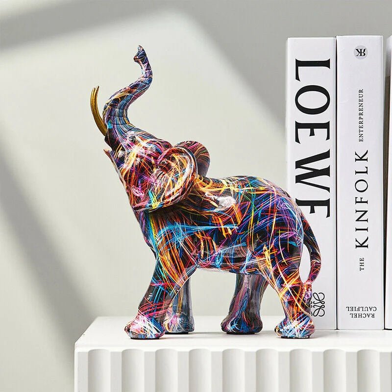UrbanGraff Graffiti Elephant Resin Sculpture For Home Decor And Art Lovers
