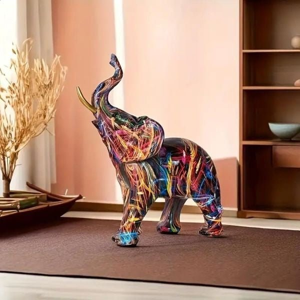 UrbanGraff Graffiti Elephant Resin Sculpture For Home Decor And Art Lovers