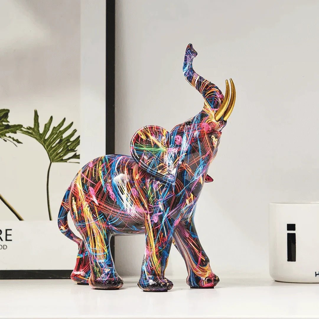 UrbanGraff Graffiti Elephant Resin Sculpture For Home Decor And Art Lovers