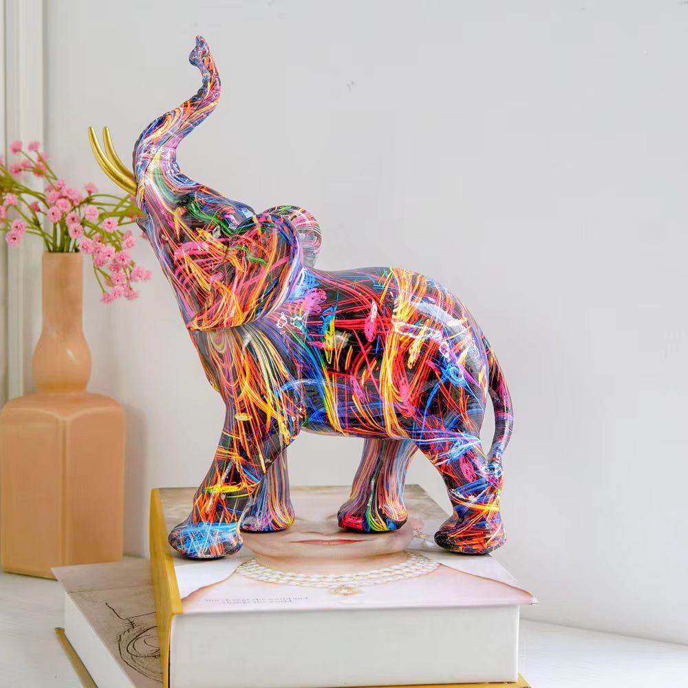 UrbanGraff Graffiti Elephant Resin Sculpture For Home Decor And Art Lovers