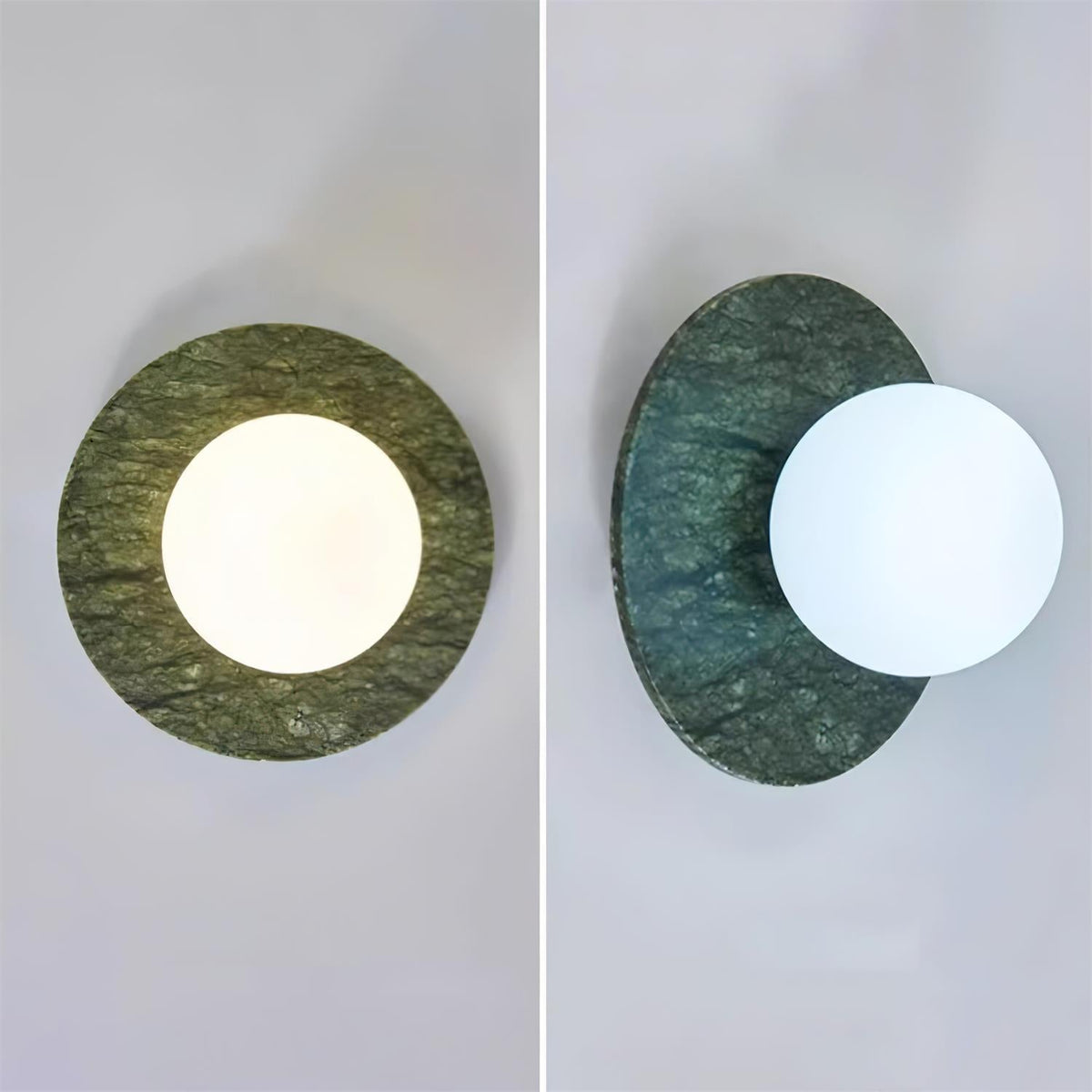 Lampada da parete contemporanea in marmo Enox — Dettaglio a globo arrotondato