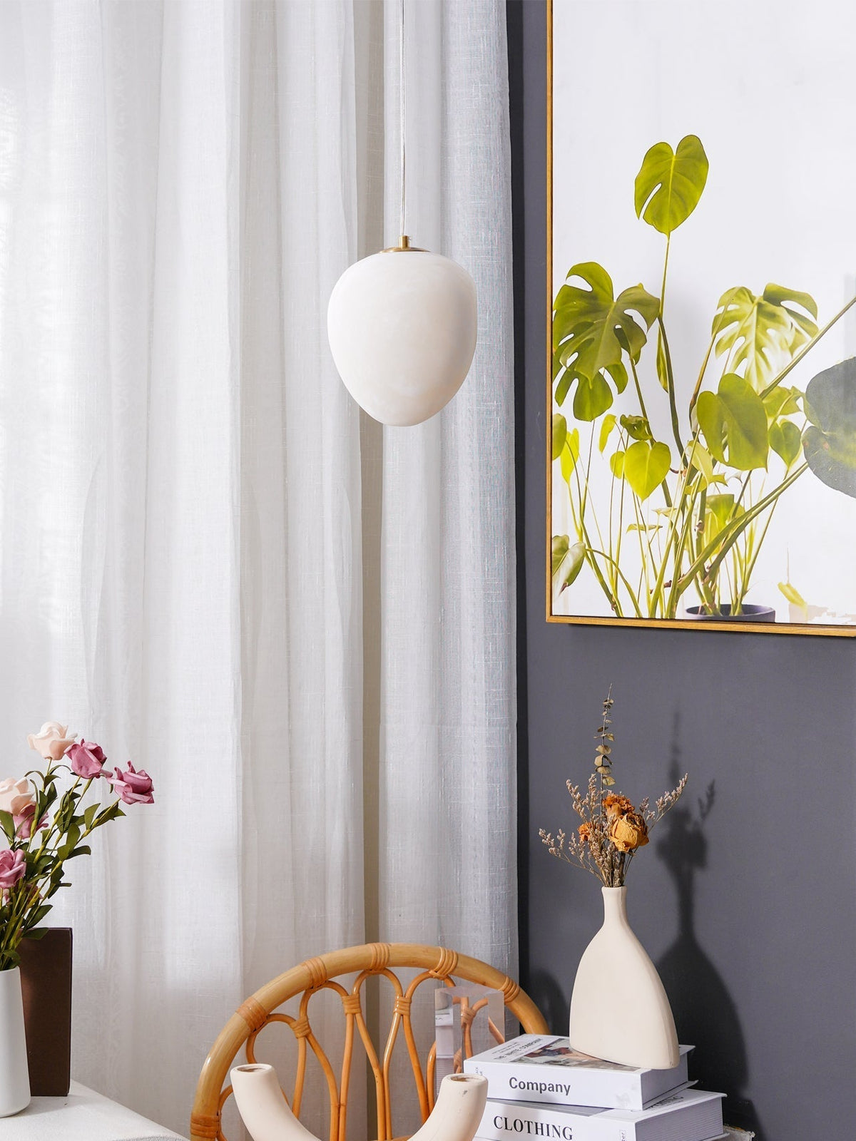 Lampada a sospensione Alabaster and Brass Goose