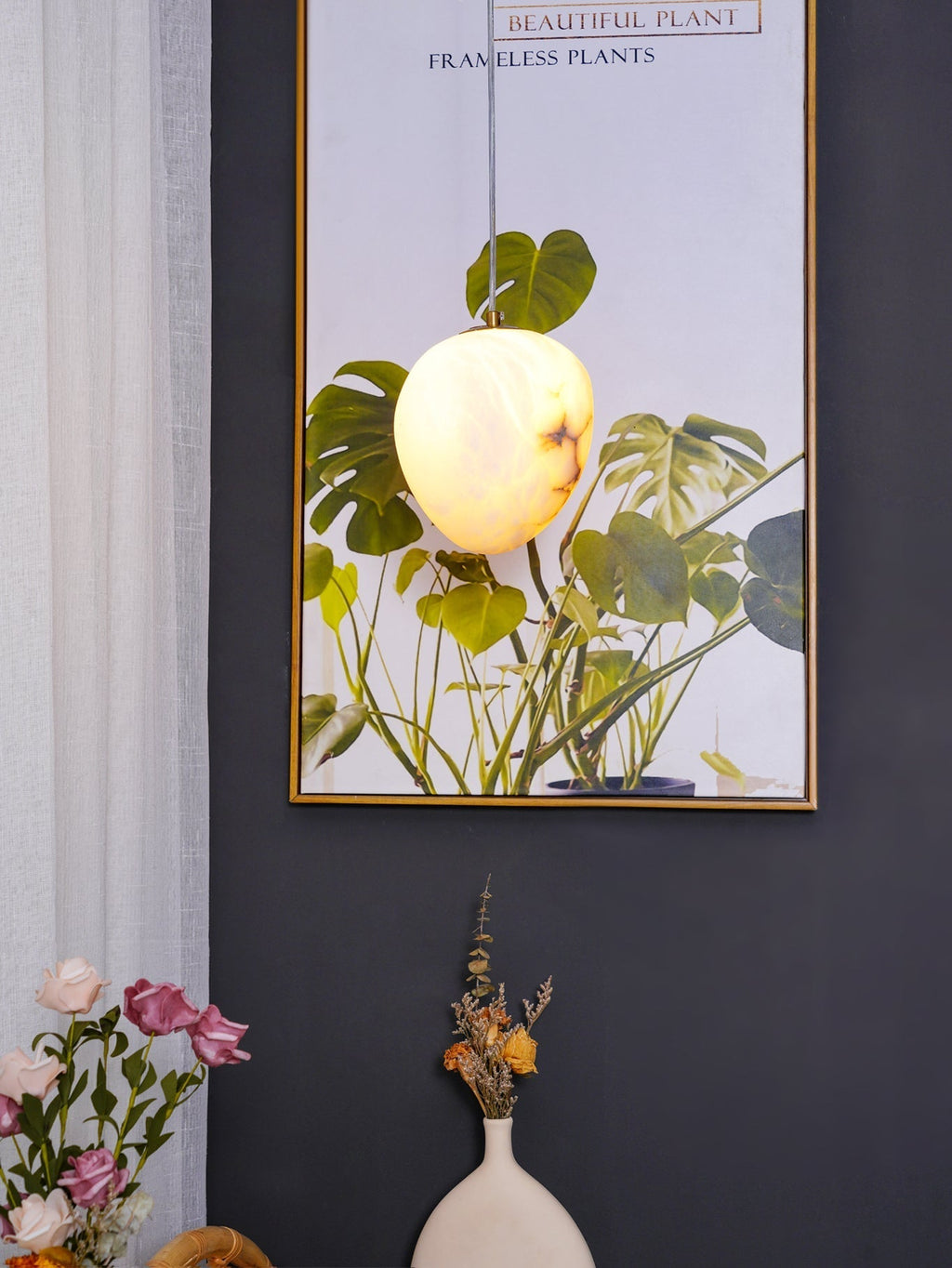 Lampada a sospensione Alabaster and Brass Goose