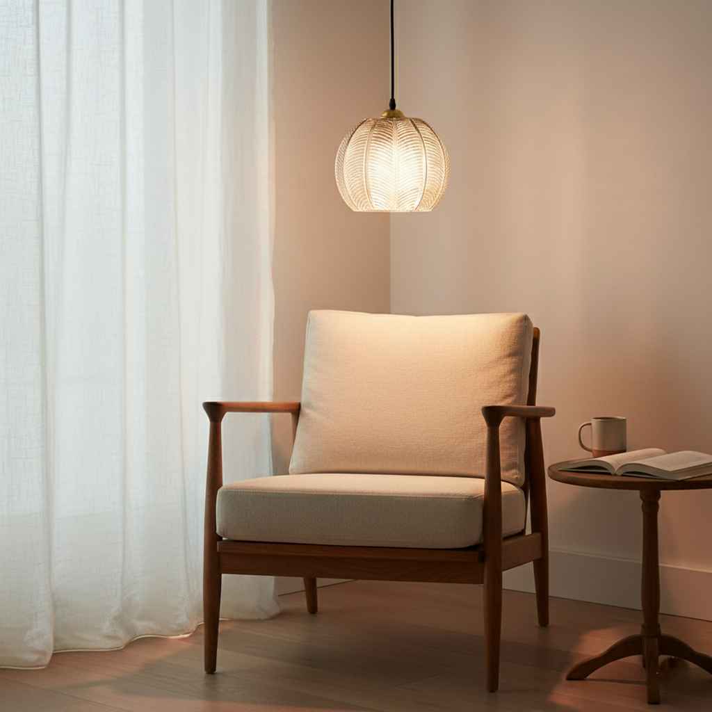 Skleněné závěsné svítidlo se vzorem listů - designová lampa