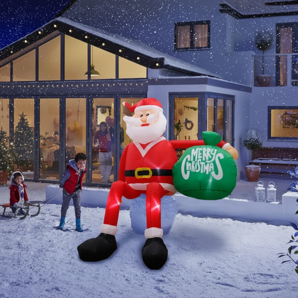 Giant 8 Foot LED Uppblåsbar Klättrande Tomte Premium Vattentät Utomhus Juldekoration