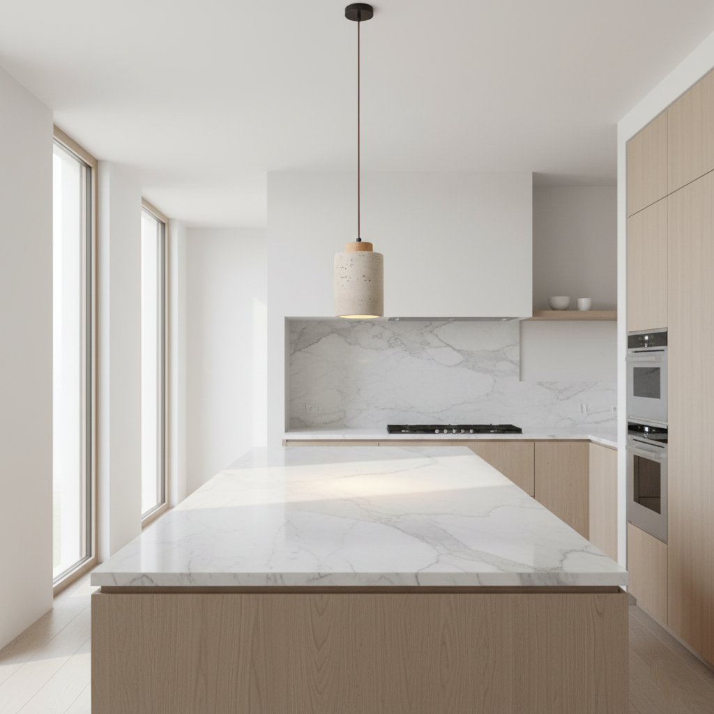 Lampada a sospensione in travertino – Pietra naturale nordica minimalista