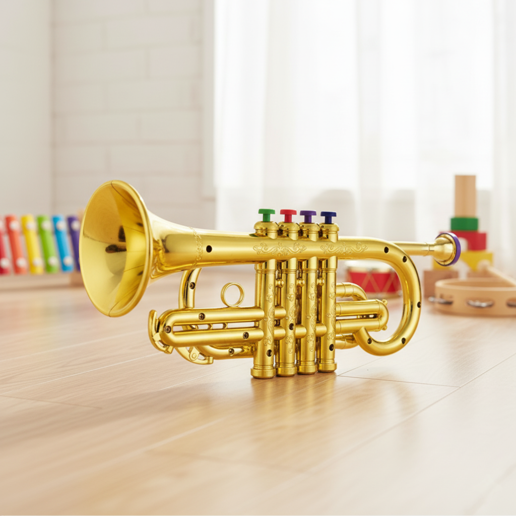 Little Melody Tromba Giocattolo per Bambini con 4 Tasti Strumento Educativo in Plastica ABS