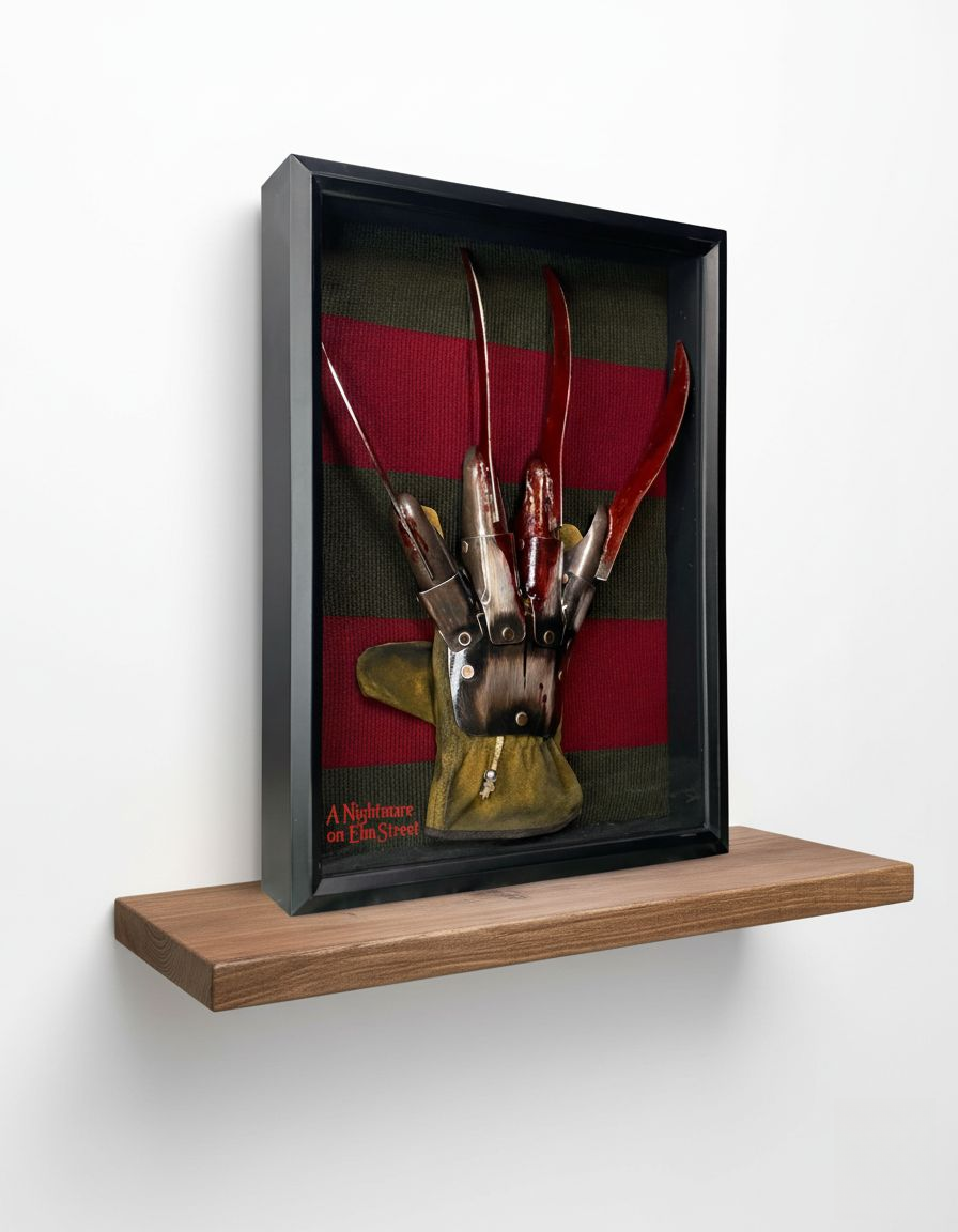 Nightmare Icon Handschuh- und Pullover-Schattenbox im Holzrahmen