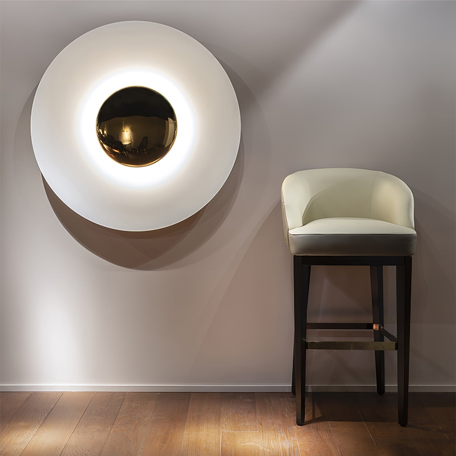 Nástěnné svítidlo Simplicity Glow — kruhové diskové svítidlo, přímé osvětlení bez oslnění