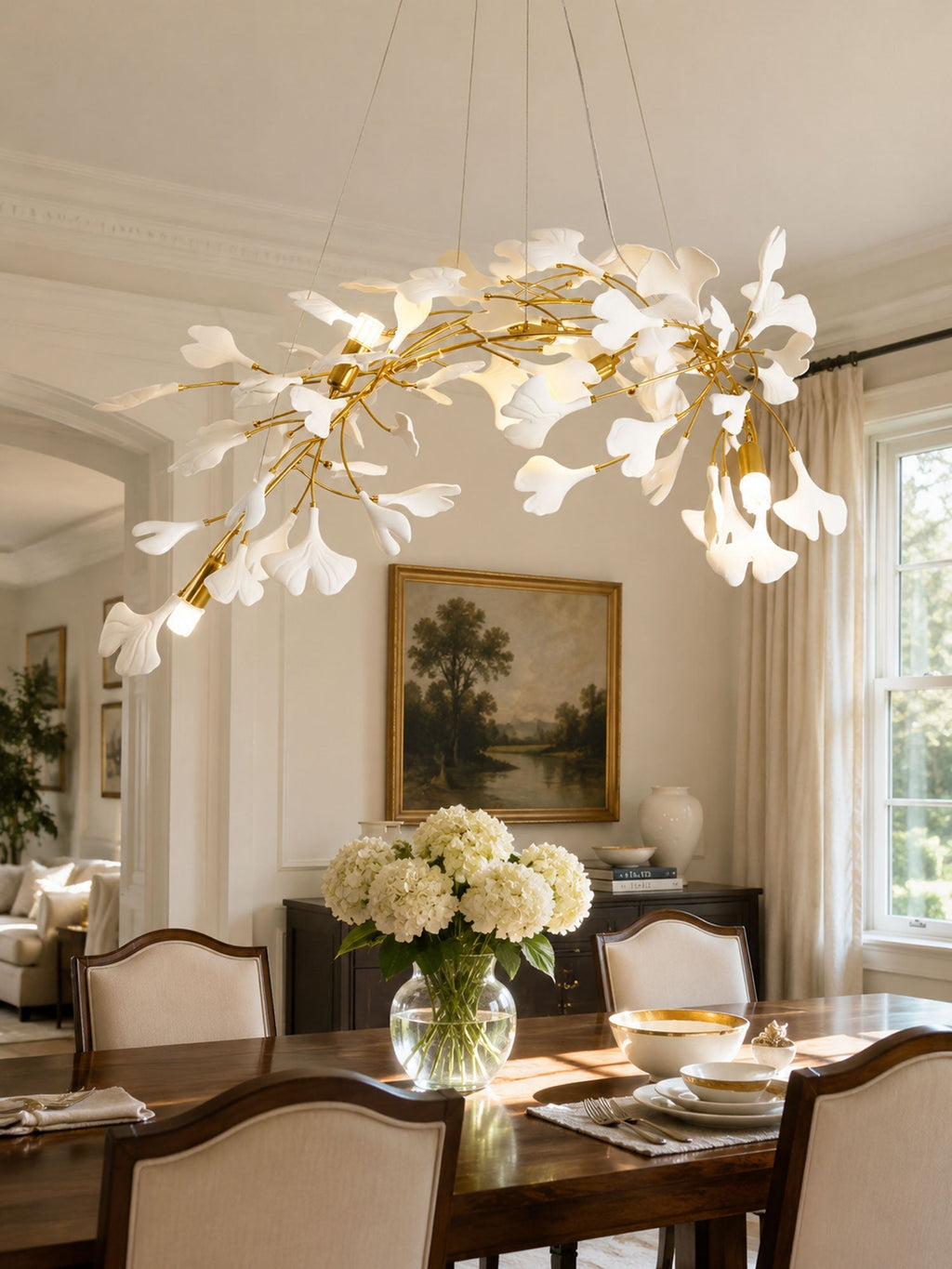 Lineare Pendelleuchte „Gingko Bloom“ – 39 Zoll, 6-flammig, oder 47 Zoll, 8-flammig