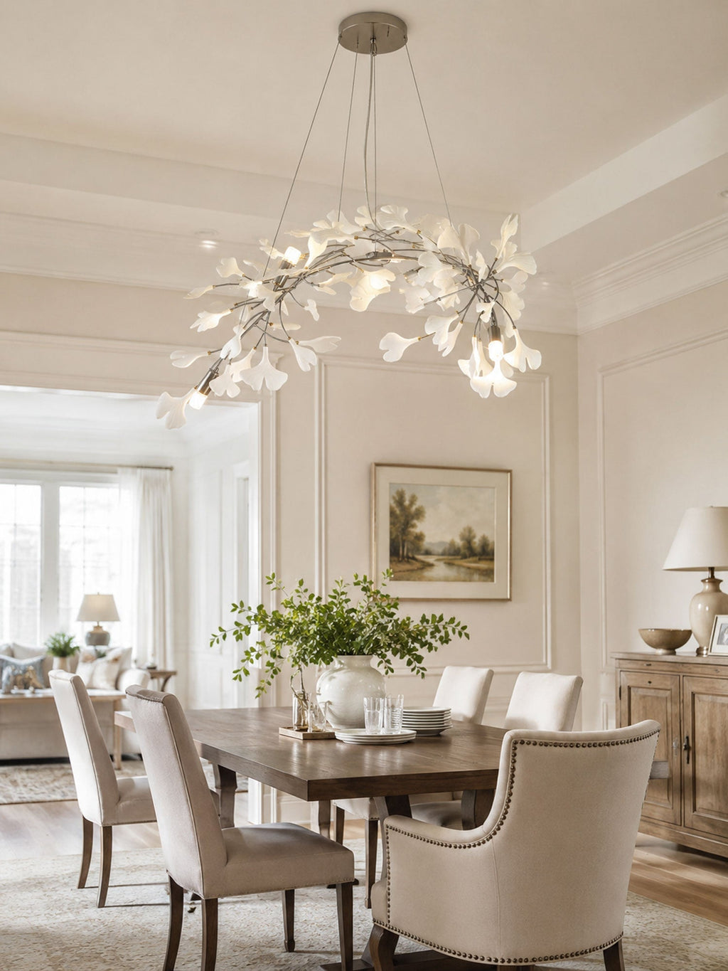 Lineare Pendelleuchte „Gingko Bloom“ – 39 Zoll, 6-flammig, oder 47 Zoll, 8-flammig