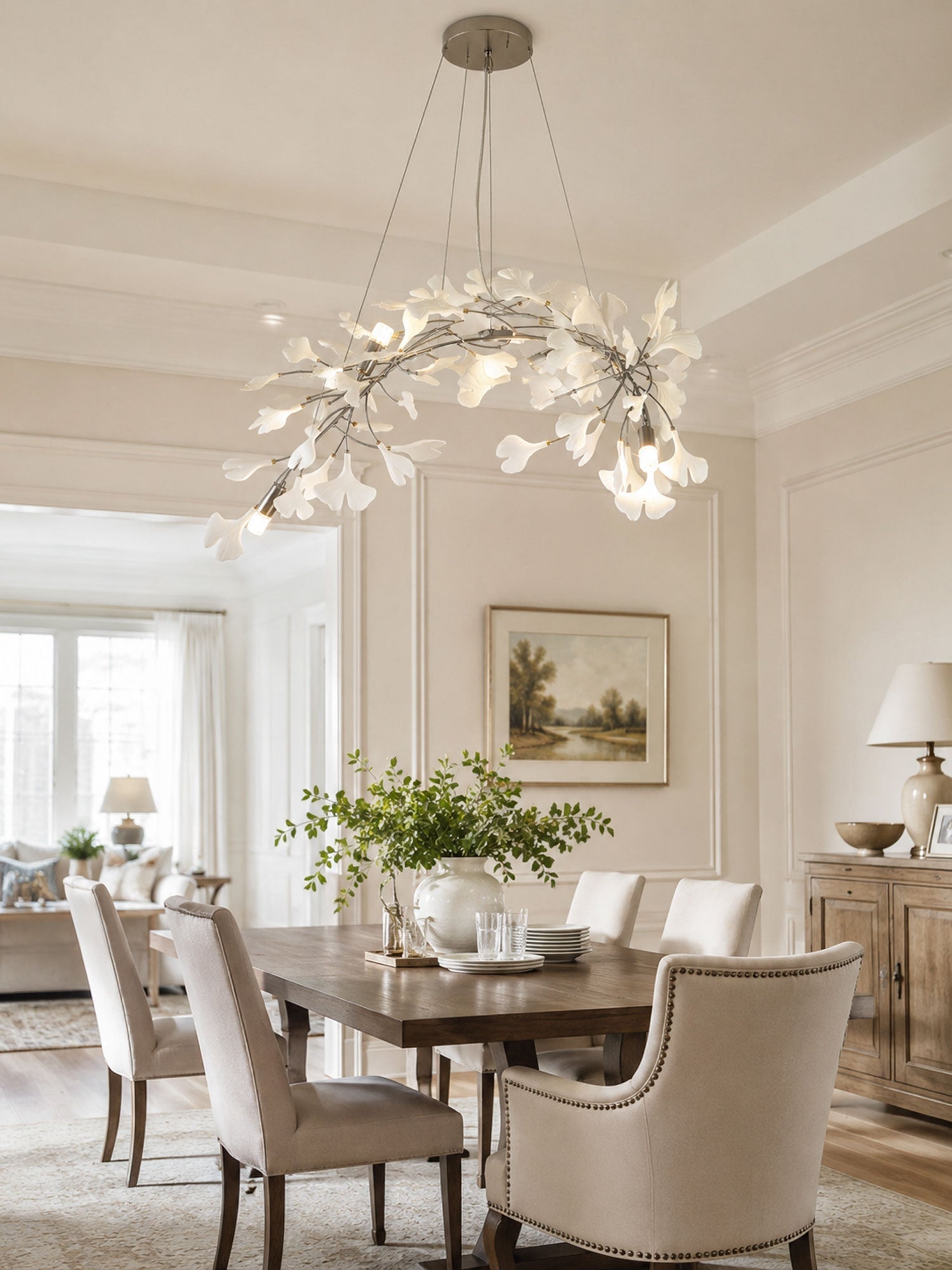 Lineare Pendelleuchte „Gingko Bloom“ – 39 Zoll, 6-flammig, oder 47 Zoll, 8-flammig