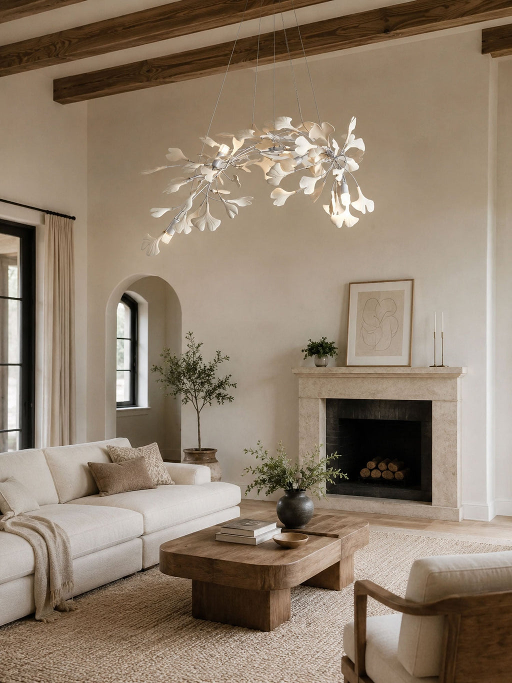 Lineare Pendelleuchte „Gingko Bloom“ – 39 Zoll, 6-flammig, oder 47 Zoll, 8-flammig