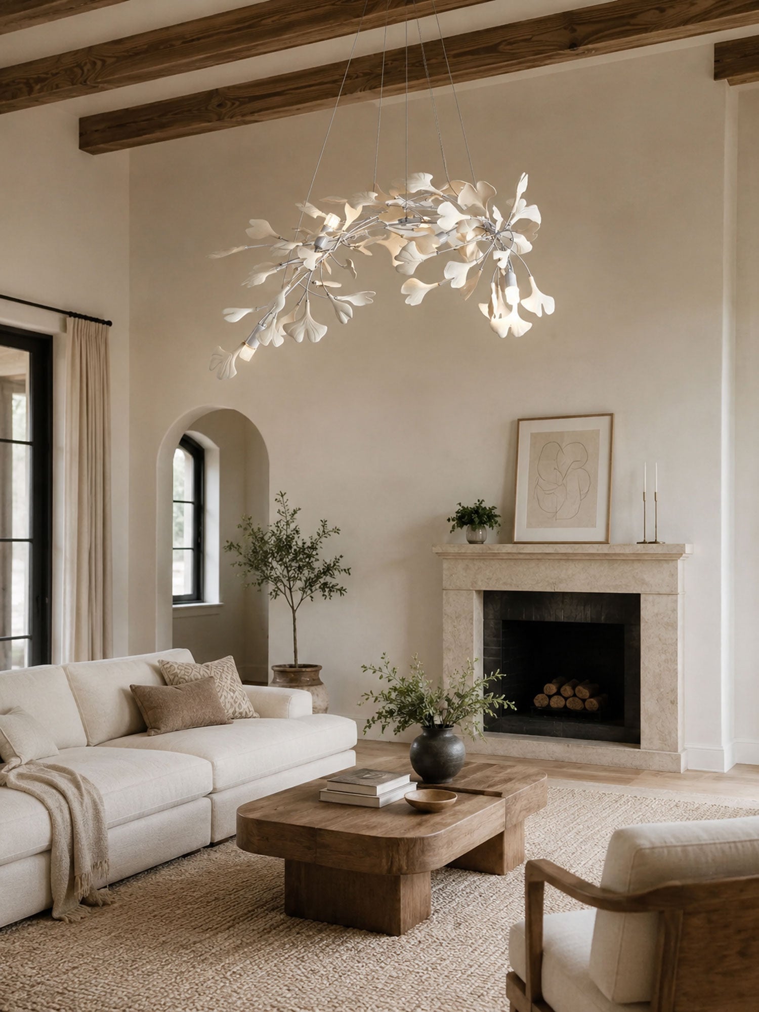 Lineare Pendelleuchte „Gingko Bloom“ – 39 Zoll, 6-flammig, oder 47 Zoll, 8-flammig