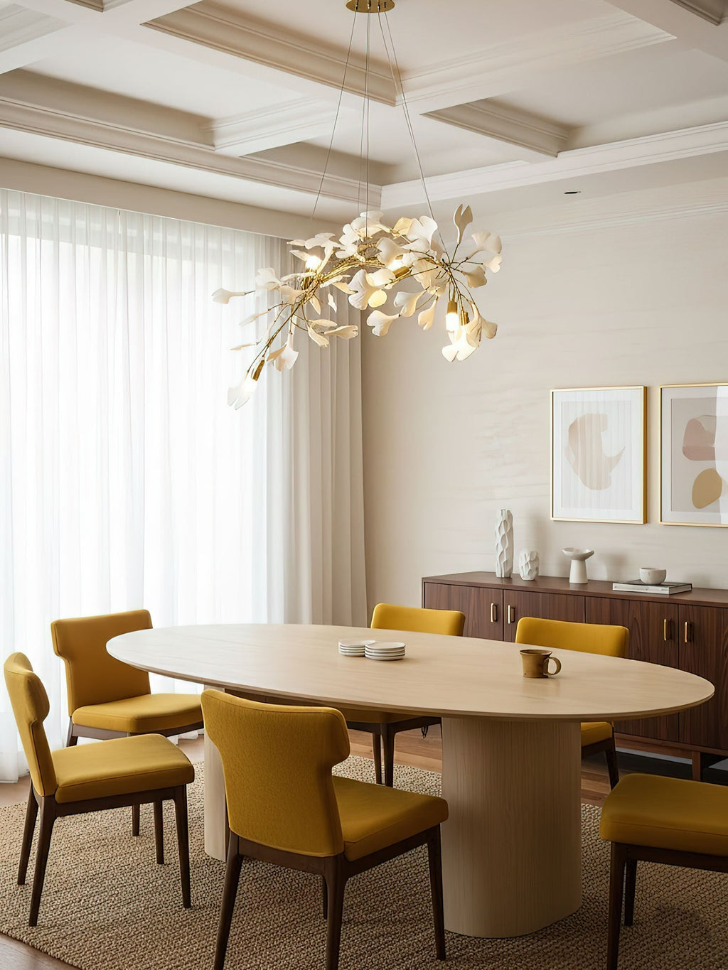 Lineare Pendelleuchte „Gingko Bloom“ – 39 Zoll, 6-flammig, oder 47 Zoll, 8-flammig