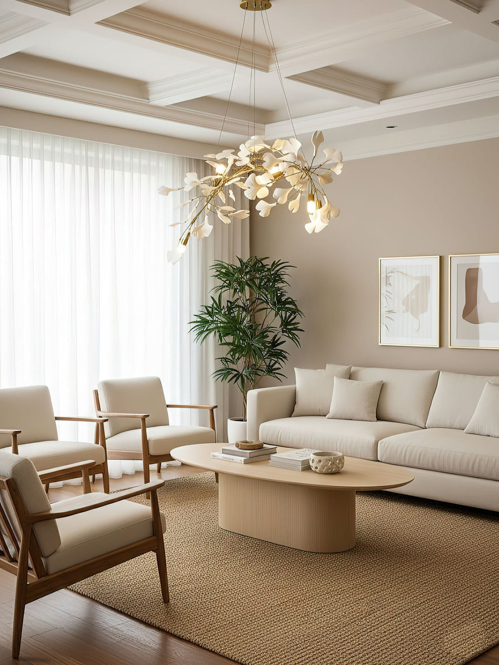 Lineare Pendelleuchte „Gingko Bloom“ – 39 Zoll, 6-flammig, oder 47 Zoll, 8-flammig