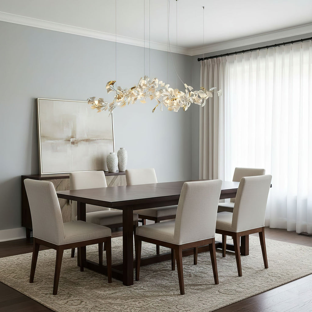 Lineární ručně odlévaný porcelánový lustr Ginkgo