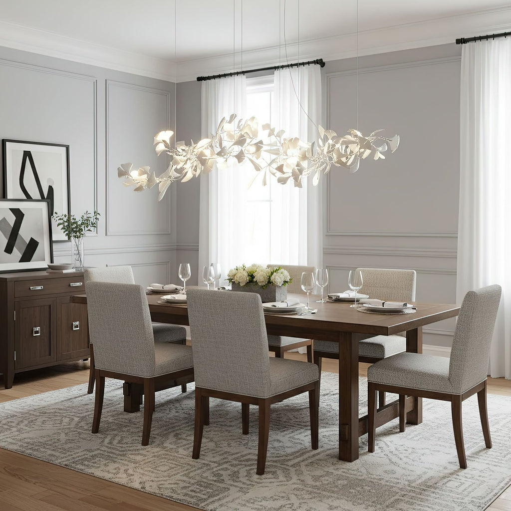 Lineární ručně odlévaný porcelánový lustr Ginkgo