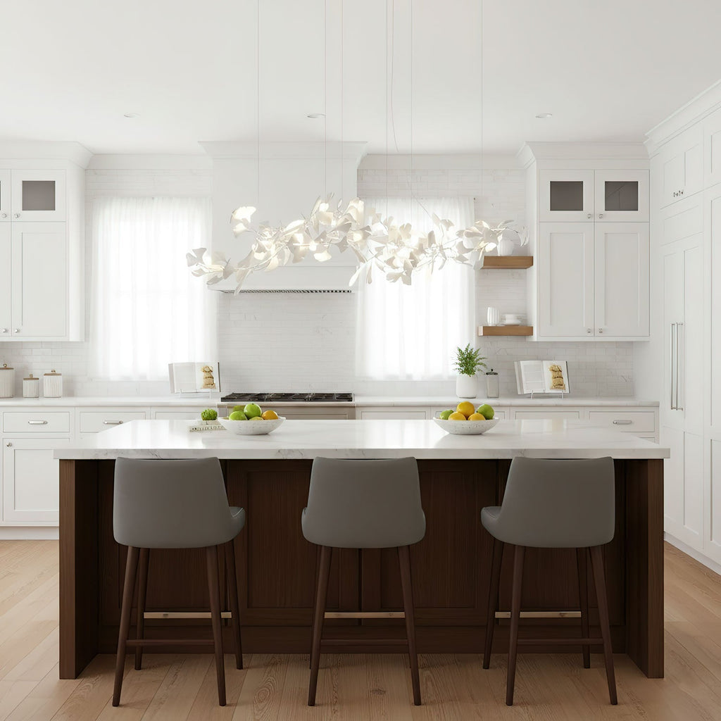Lineární ručně odlévaný porcelánový lustr Ginkgo