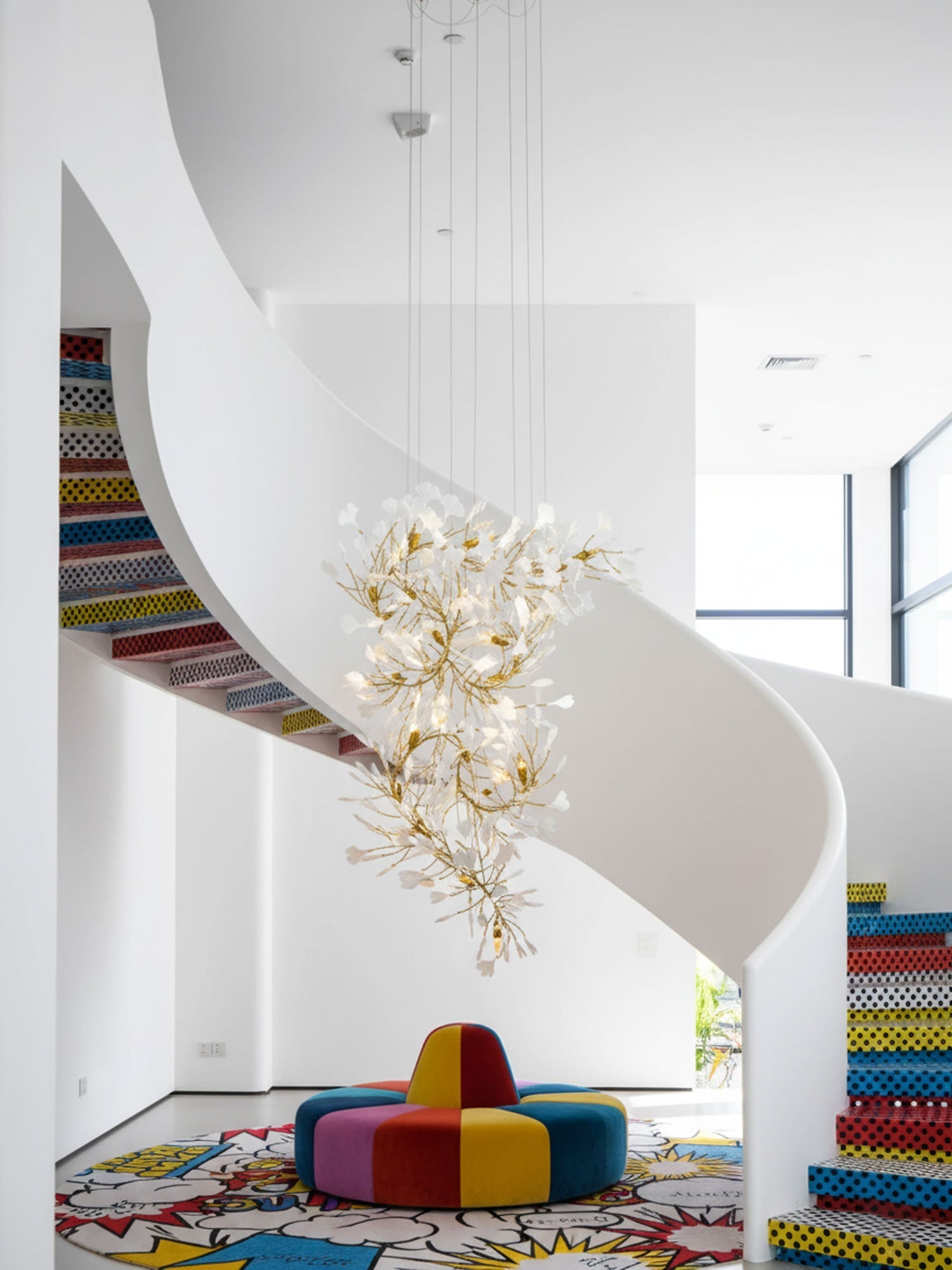 Candeeiro de teto Gingko Vortex — 4 opções de altura, forma espiral vertical