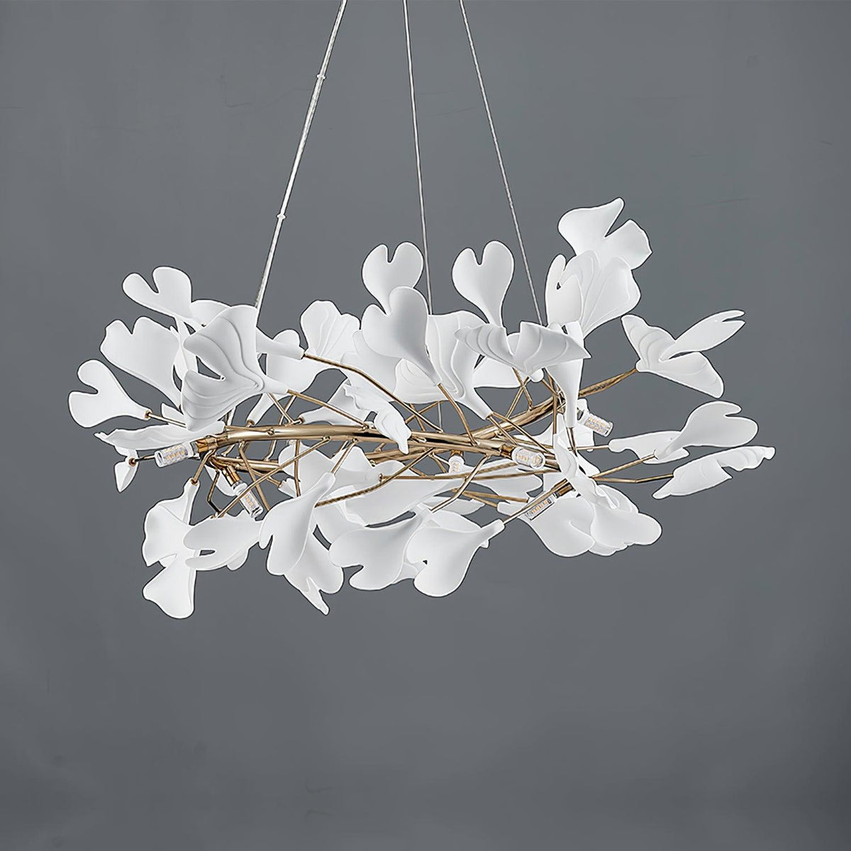 Lustre moderne Olivia - LED intégrée, finition dorée, corps en céramique