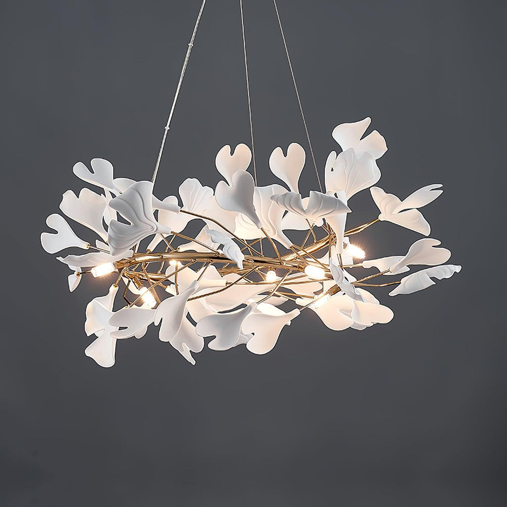 Lustre moderne Olivia - LED intégrée, finition dorée, corps en céramique